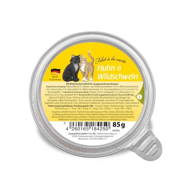 GranataPet Filet kana ja metssiga märgtoit kassile 85g pakend