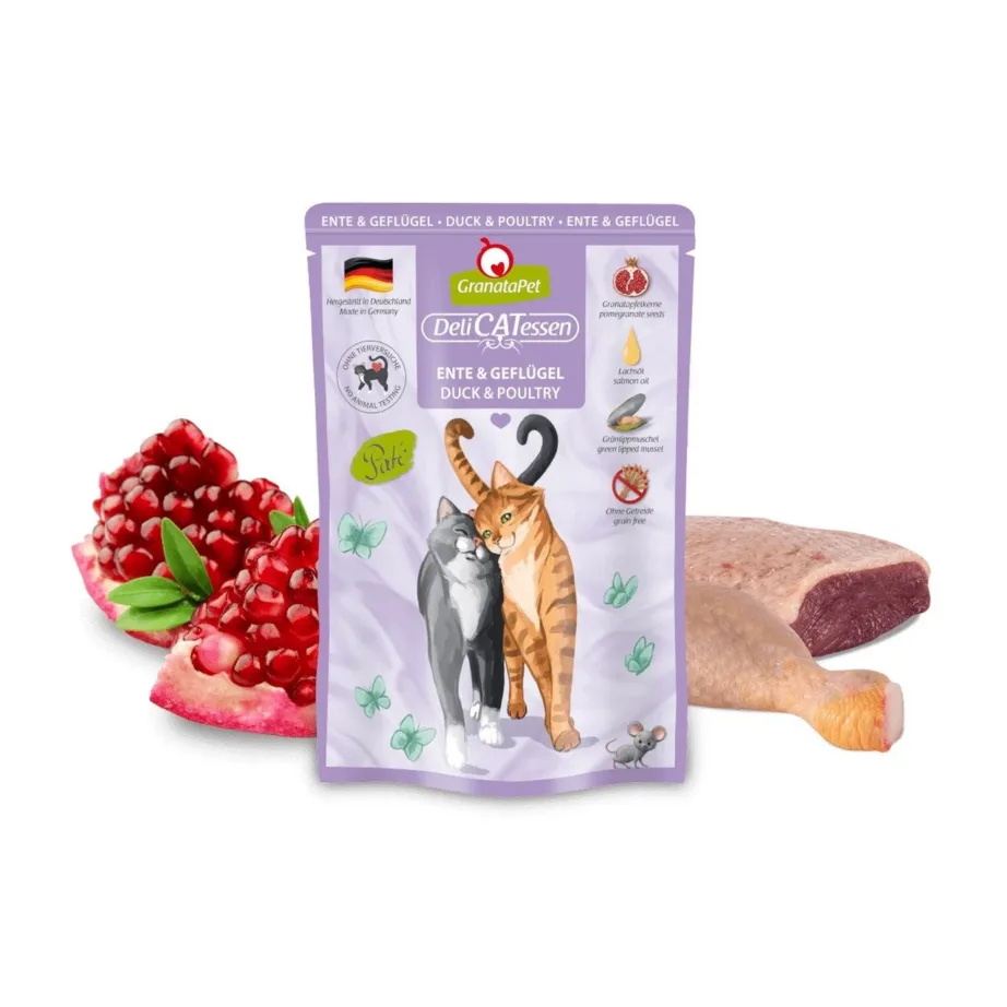 pardilihaga kassitoit 85g GranataPet DeliCATessen pakend koos koostisosadega
