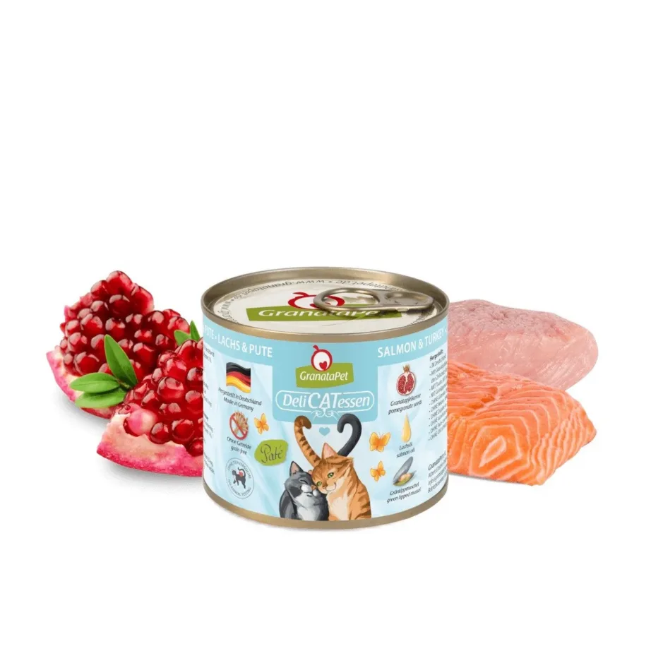 lõhe ja kalkuniga kassikonserv GranataPet DeliCATessen