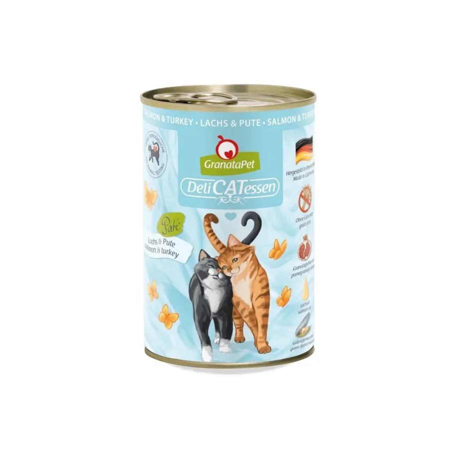 GranataPet DeliCATessen 400 g lõhe ja kalkuniga teraviljavaba täistoit täiskasvanud kassidele