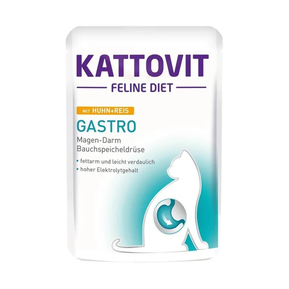 KATTOVIT Feline Diet Gastro 12 x 85g gluteenivaba veterinaarne linnulihaga märgtoit seedimisprobleemidega täiskasvanud kassidele – 4