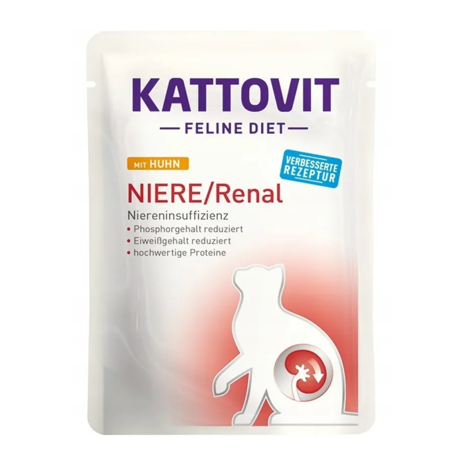 KATTOVIT Feline Diet Niere/Renal Chicken 85g kanamaitseline neerutalitlust toetav veterinaarne märgtoit täiskasvanud kassile