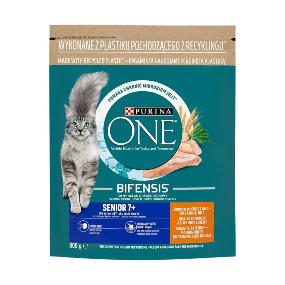 Purina One Bifensis Senior 7+ 800 g kanamaitseline kuivtoit eakale kassile