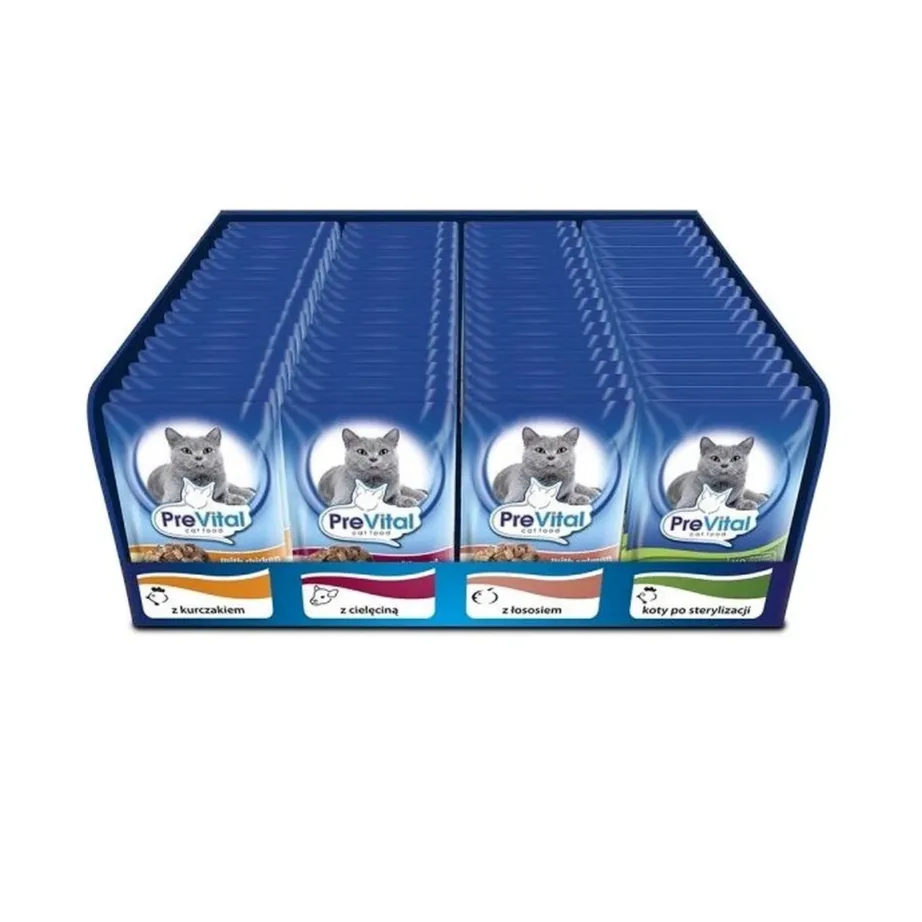 PREVITAL Mix 96 x 100g märgtoit steriliseeritud täiskasvanud kassidele, 4 maitset (kana, vasikaliha, lõhe, linnuliha) – 2