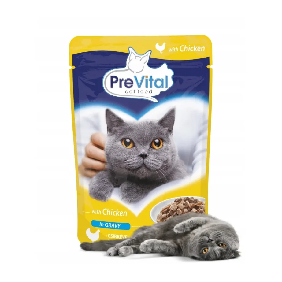 PreVital kana kastmes märgtoit kassidele 100g, täiskasvanud kassidele, ilma kunstlike värvaineteta