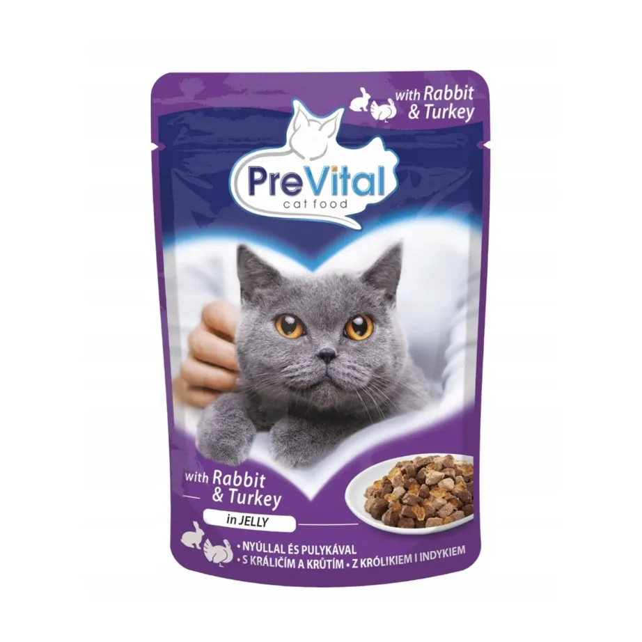 PreVital Turkey & Rabbit 100g märgtoit täiskasvanud kassile, kotis