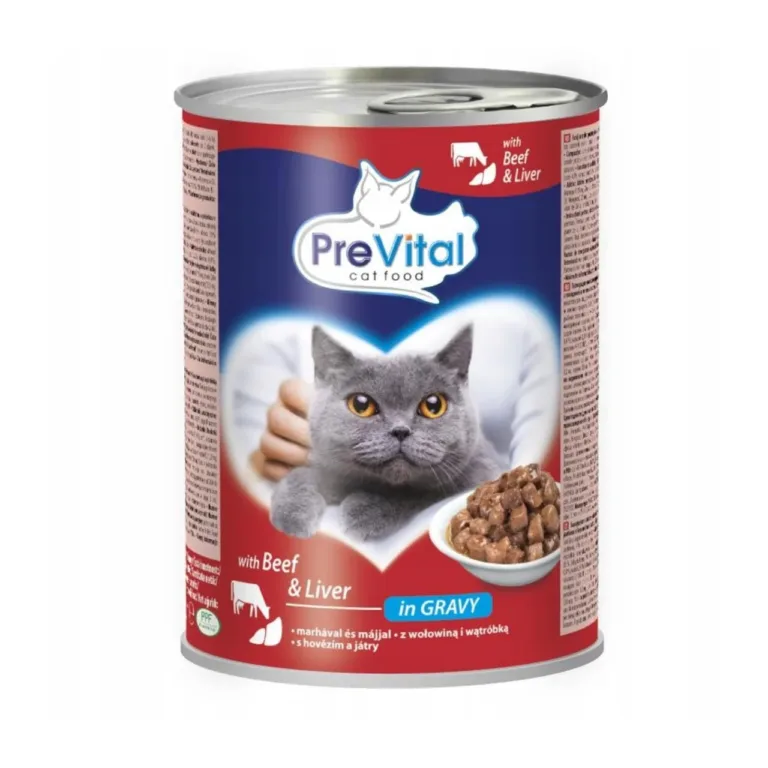 PreVital veiseliha ja maksa märg kassitoit purgis