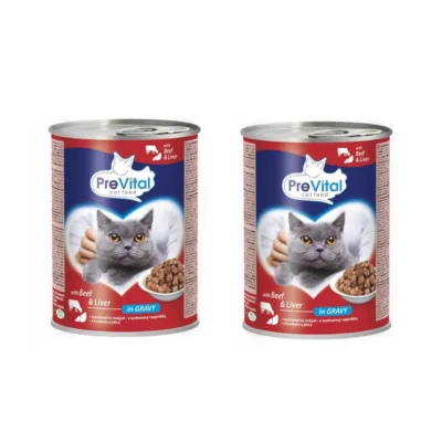 PreVital veiseliha ja maksa märg kassitoit 2x415g purgid