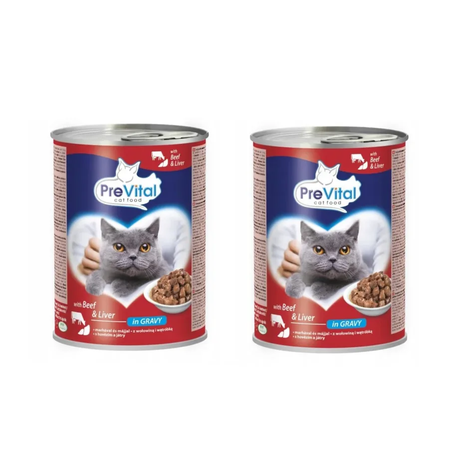 PreVital veiseliha ja maksa märg kassitoit 2x415g veiselihaga maksakastmes täissööt täiskasvanud kassidele