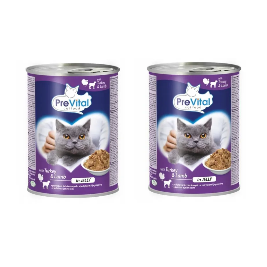 PreVital kalkuni ja lambaga märgtoit täiskasvanud kassile 2x415g, lihakonserv