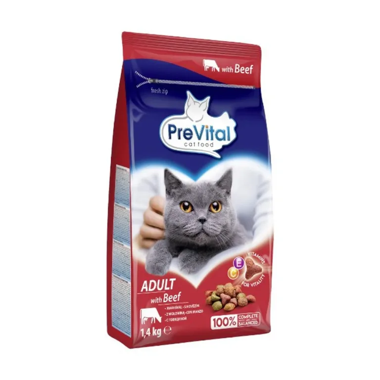 PreVital Adult Beef veiselihaga kuivtoit kassile originaalpakend