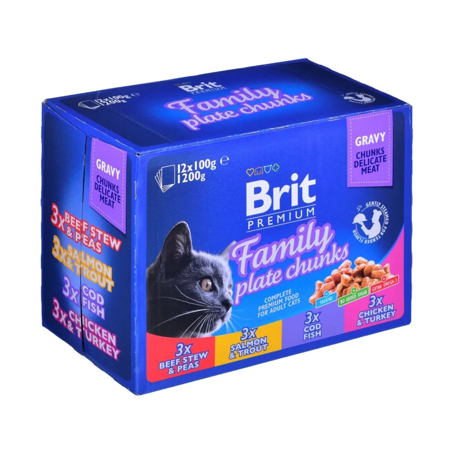 Brit Premium by Nature Family Plate 12 x 100g gluteenivaba täiskasvanud kasside märgtoit erinevate maitsetega – 2