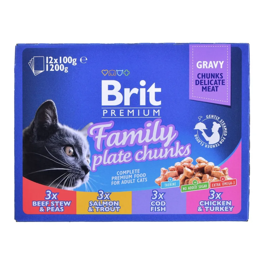 Brit Premium by Nature Family Plate 12 x 100g gluteenivaba täiskasvanud kasside märgtoit erinevate maitsetega – 3