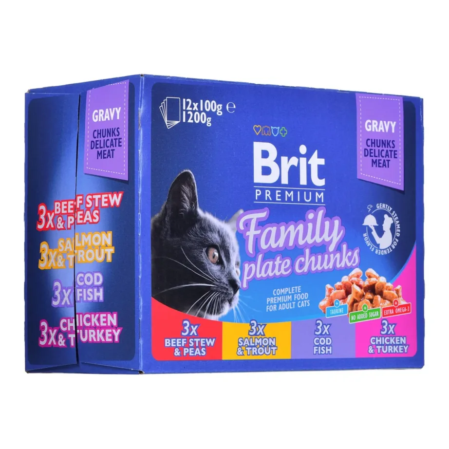 Brit Premium by Nature Family Plate 12 x 100g gluteenivaba täiskasvanud kasside märgtoit erinevate maitsetega – 4
