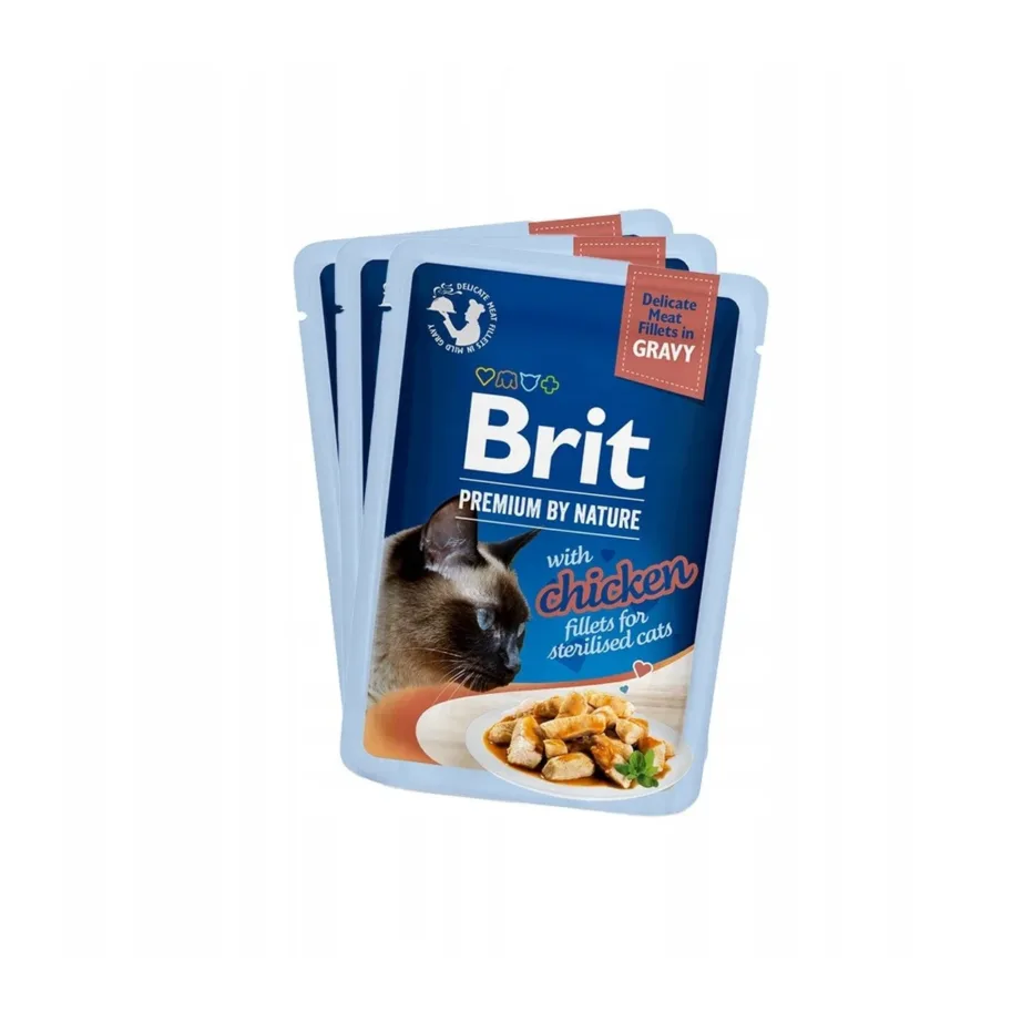 Brit Premium by Nature Sterilised 12x85g segumaitselised kastmes kassitoidu pakid täiskasvanud steriliseeritud kassidele – 3