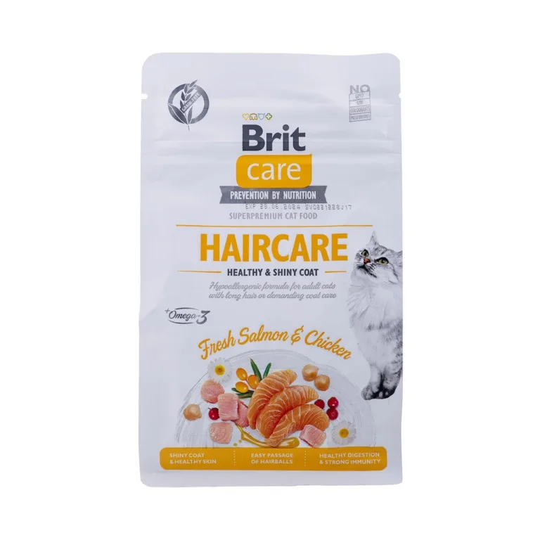 Brit Care Haircare 400g kuivtoit lõhe ja kanaga pakend eestvaates