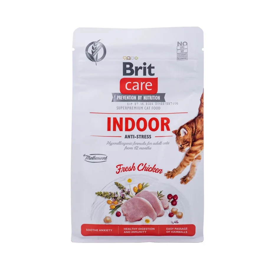 Brit Care Grain-Free Indoor Anti-Stress 400g gluteenivaba kuivtoit täiskasvanud toakassile kanaga