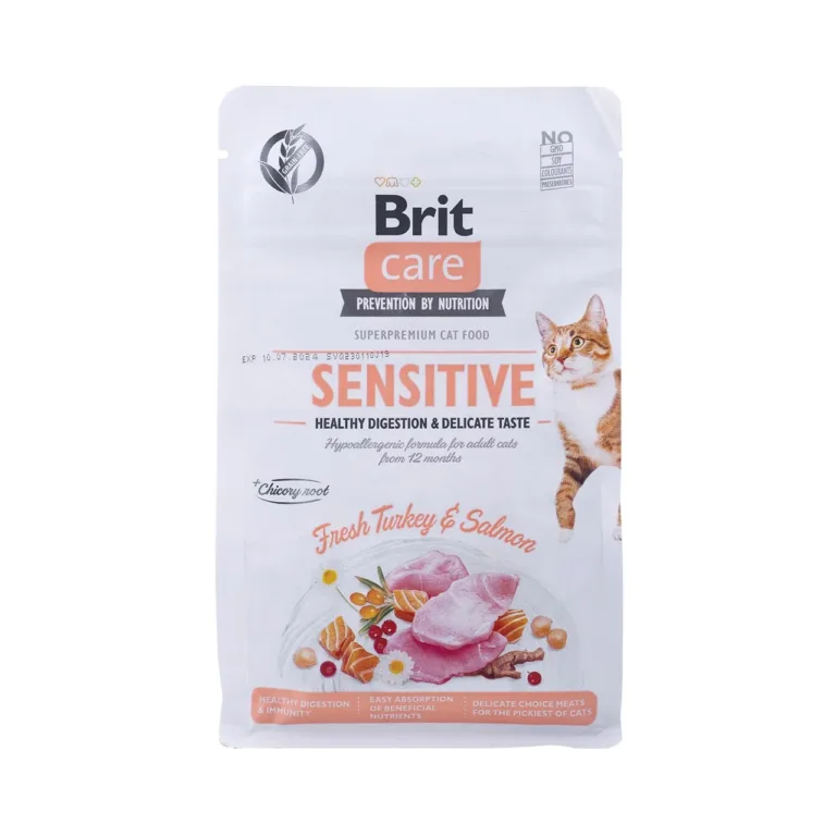 Teraviljavaba kalkuni ja lõhega kassitoit Brit Care 400g eestvaade