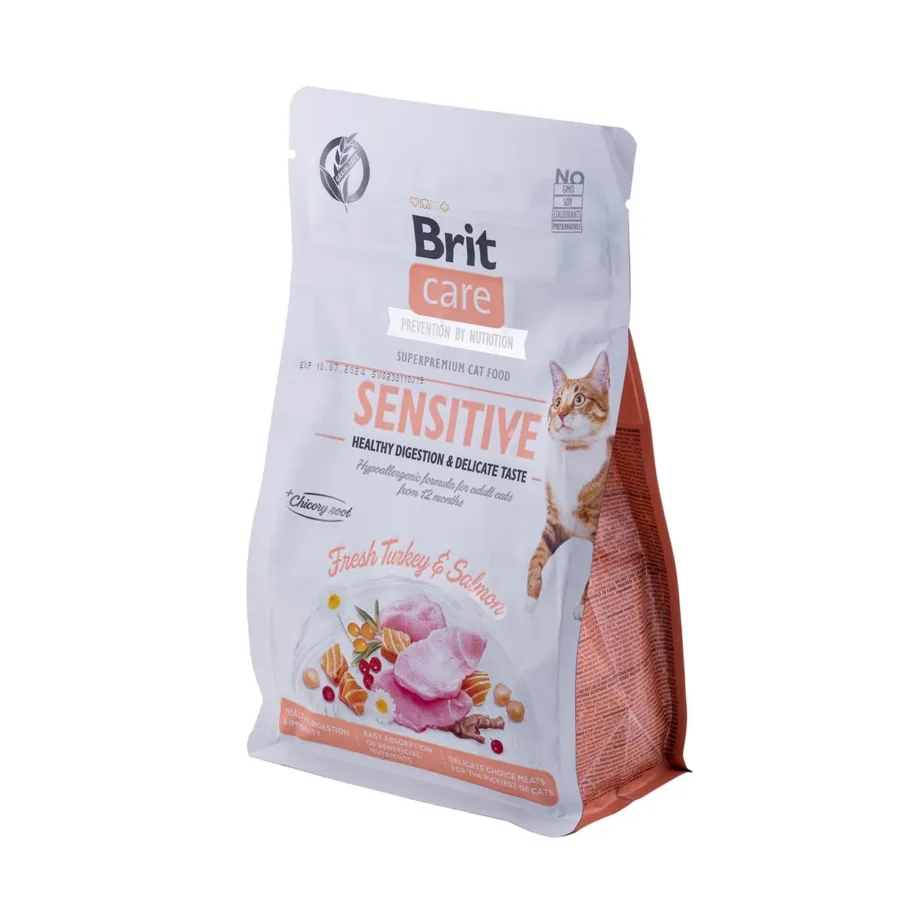 Brit Care Grain-Free Sensitive Turkey & Salmon 400g teraviljavaba kuivtoit tundliku seedimisega täiskasvanud kassidele