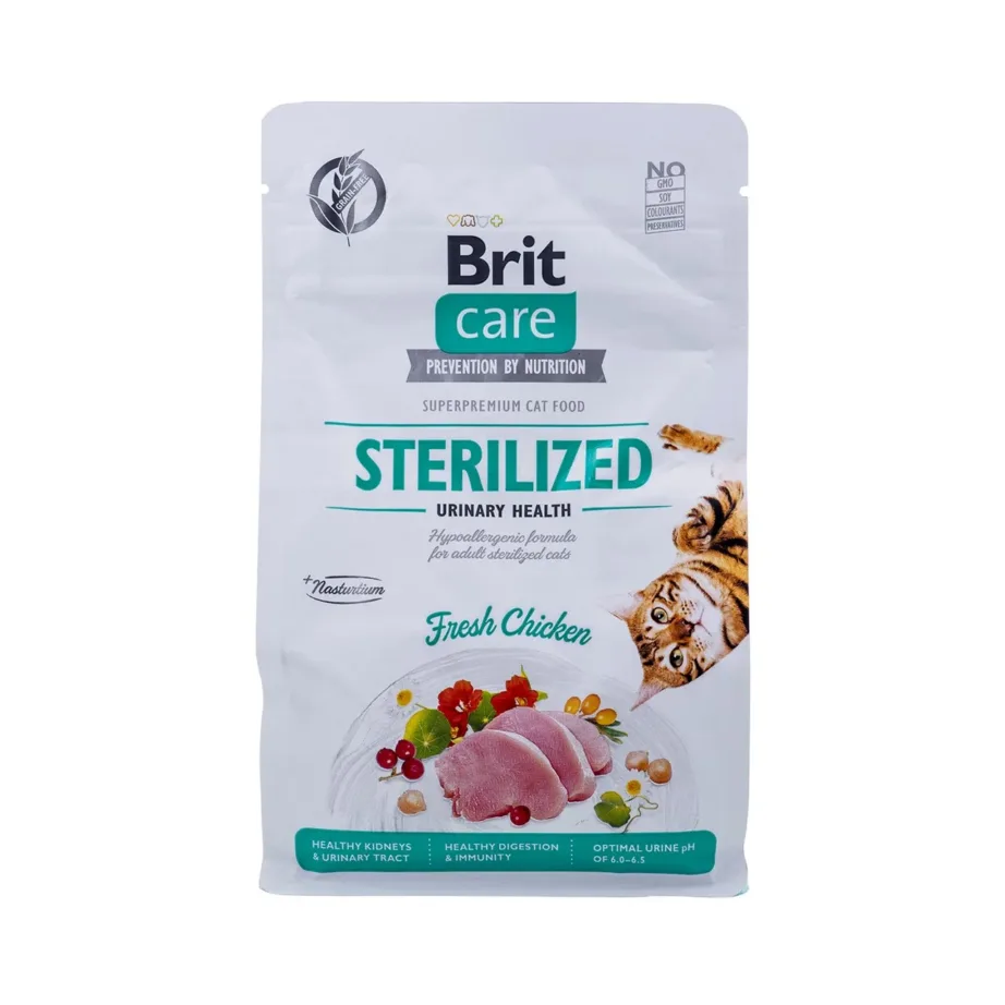 Brit Care Grain-Free Sterilized Urinary 400 g teraviljavaba kanaliha kuivtoit steriliseeritud kassidele ja kuseteede tervise toetuseks