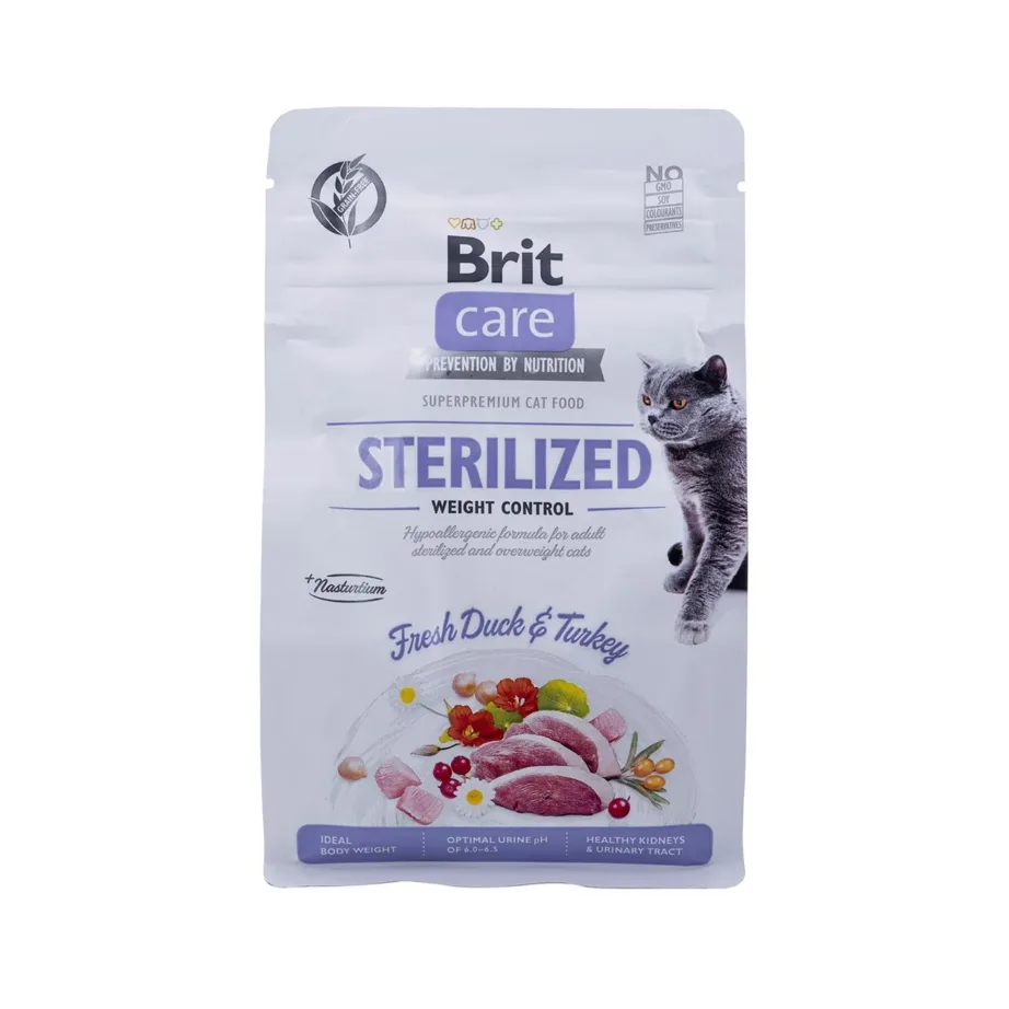 Brit Care Grain-Free Sterilized Weight Control 400g pardiliha ja kalkuniga täissööt steriliseeritud kassidele