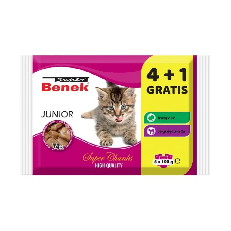lambaliha märgtoit kassipoegadele Super Benek Junior pakendil