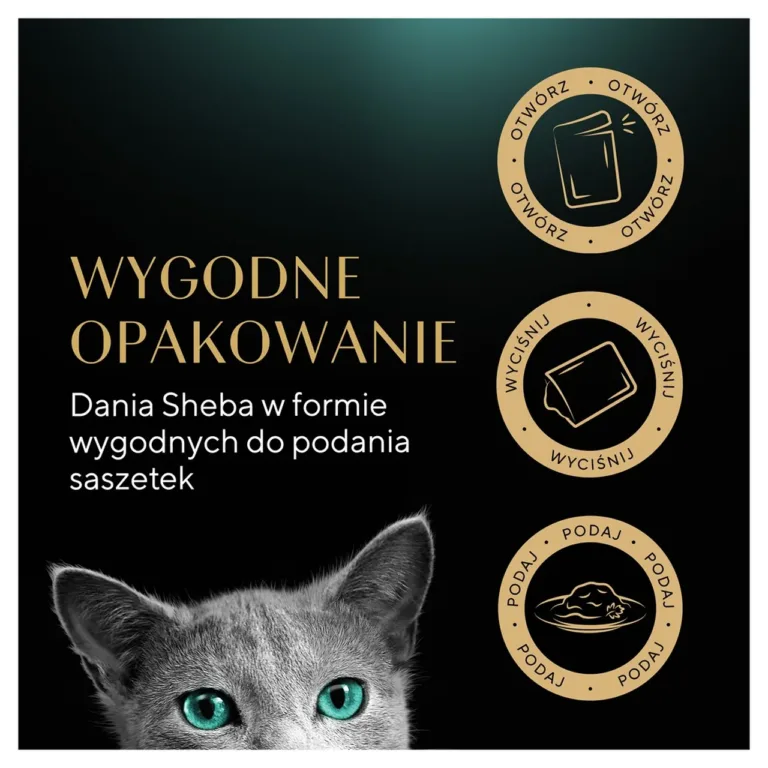 Sheba märgtoidu mugava serveerimise protsessikoonid