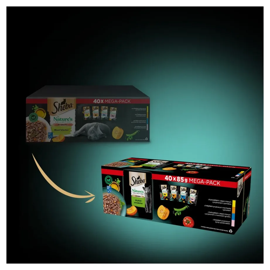 Sheba Nature’s Collection Mix 40x85g gluteenivaba märgtoit täiskasvanud kassidele lõhe, tuunikala, kana ja kalkuniga – 7