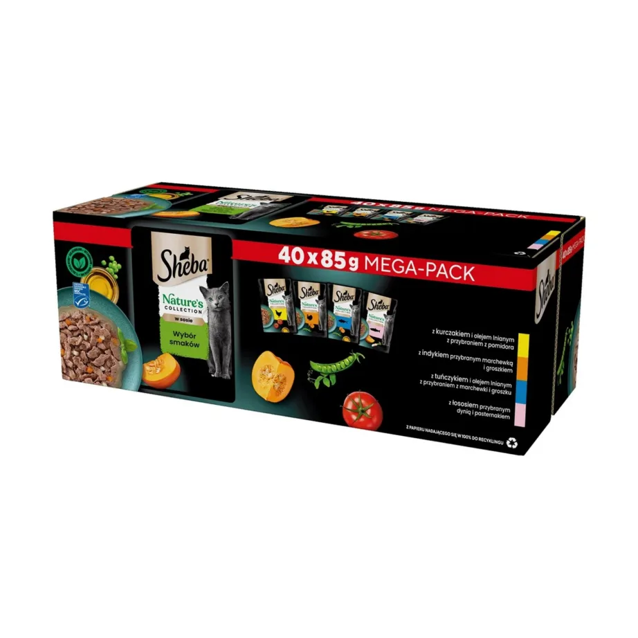 Sheba Nature’s Collection Mix 40x85g gluteenivaba märgtoit täiskasvanud kassidele lõhe, tuunikala, kana ja kalkuniga