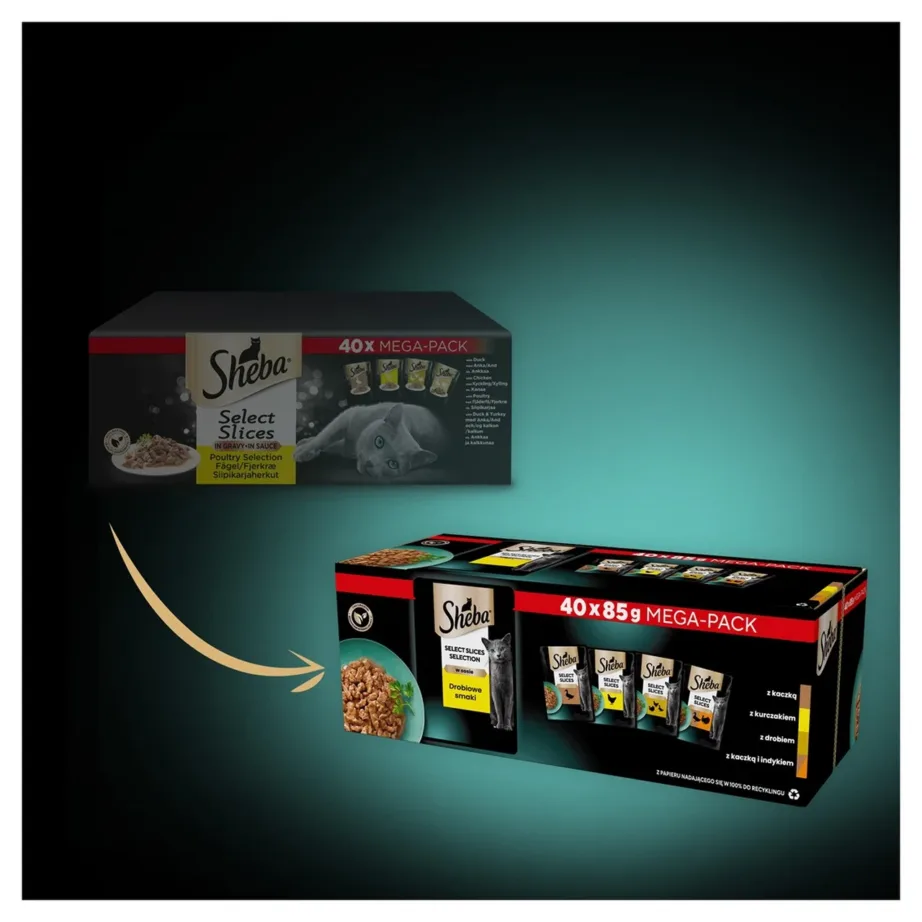 Sheba Selection Select Slices 40 x 85g linnulihamaitseline märgtoit täiskasvanud kassidele – 2