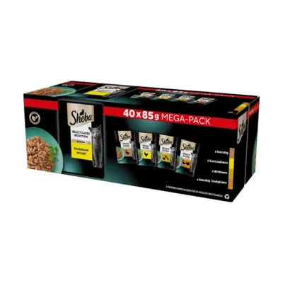 Sheba linnulihaga kassitoidu suur karp 40x85g
