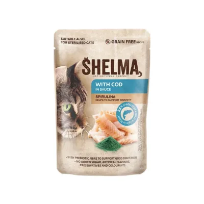 SHELMA teraviljavaba märg kassitoit tursaga 85g