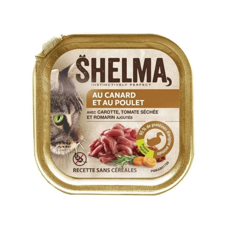 SHELMA pardilihaga märgtoit kassile, pakendil kass