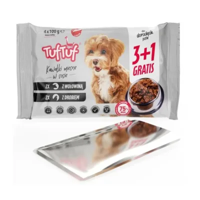 TufTuf märg koeratoit kana ja veiselihaga, 4x100g pakk