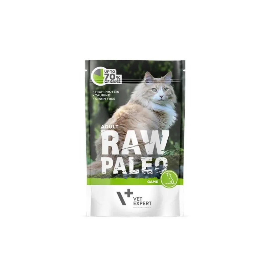 VetExpert Raw Paleo Adult 100 g hirveliha täissööt teraviljavaba märgtoit kassile