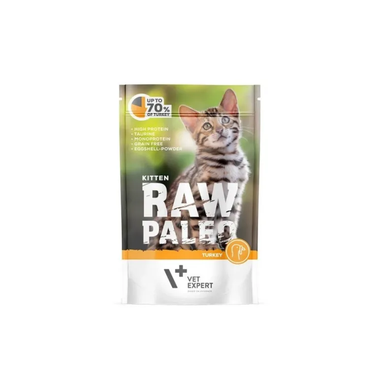 kalkunilihaga märgtoit kassipoegadele VetExpert Raw Paleo