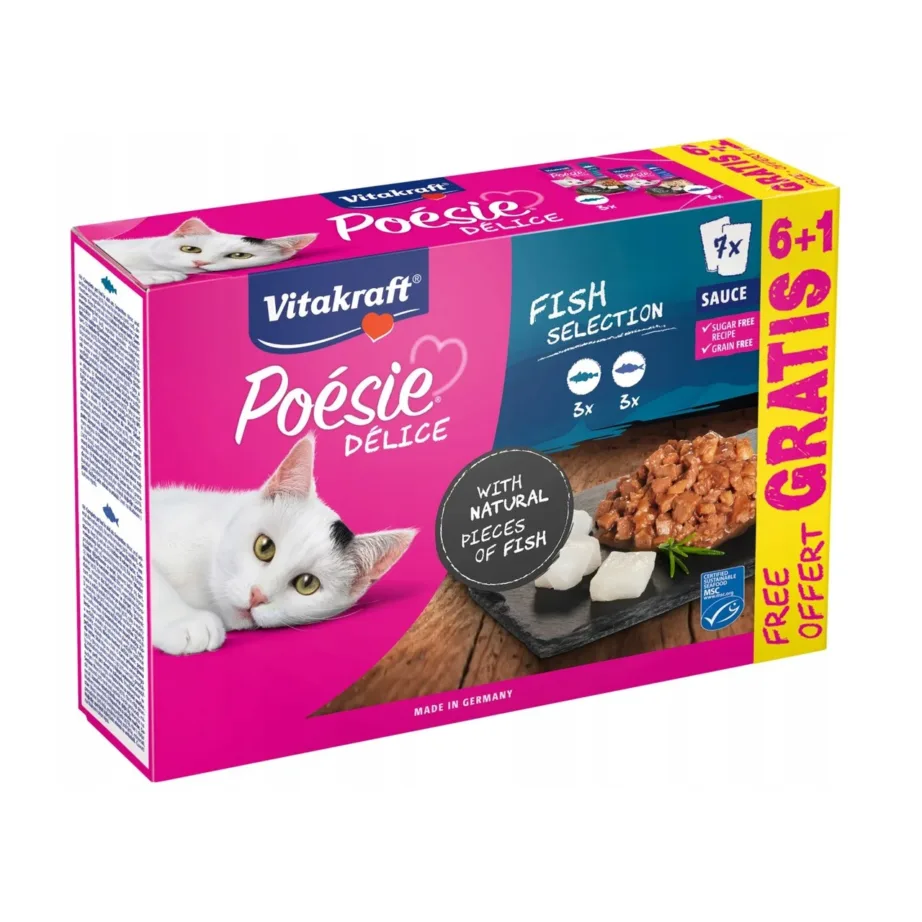 Vitakraft Poésie Delice Fish Selection 7 x 85g märgtoit täiskasvanud kassidele, teravilja- ja gluteenivaba