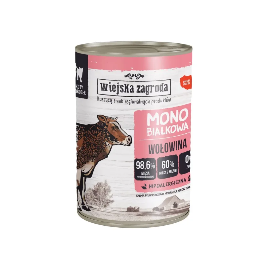 Wiejska Zagroda veiseliha märgtoit kassidele 400g purk