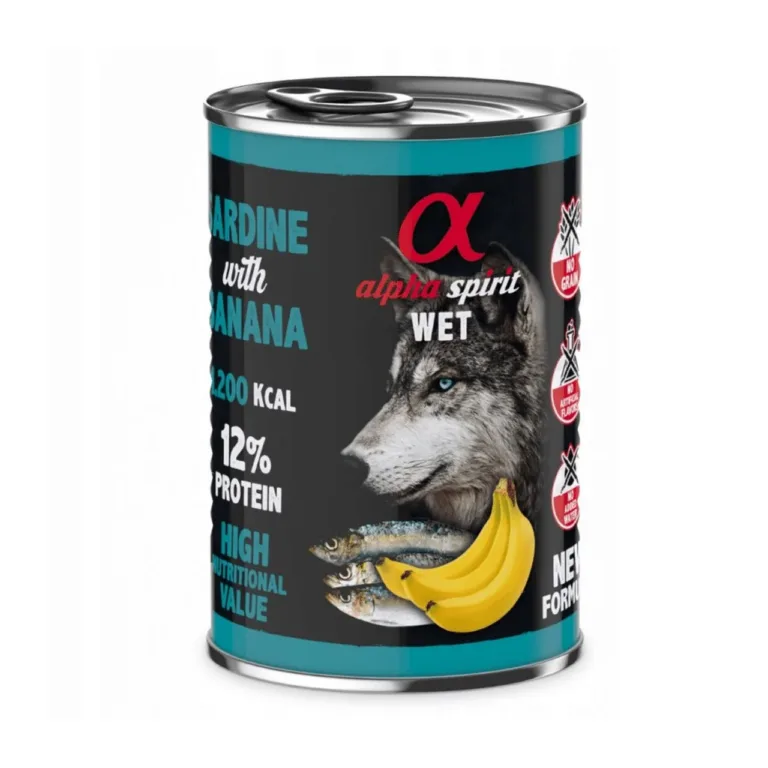 Alpha Spirit sardiiniga koerte märgtoit 400 g purk