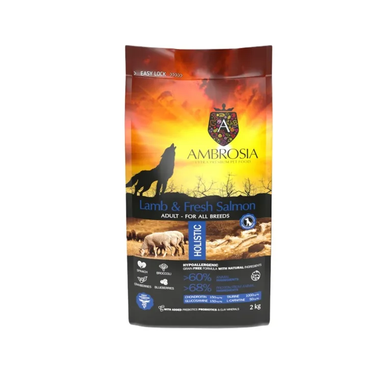 AMBROSIA lõhe ja lambaga koeratoit 2 kg pakk