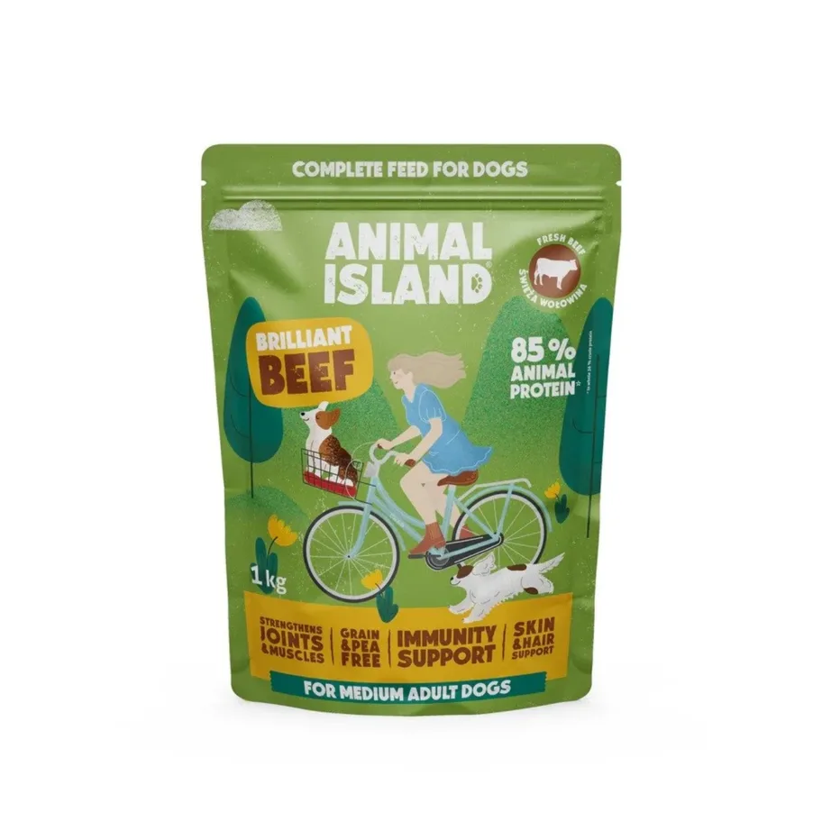 veiseliha kuivtoit keskmisele koerale 1 kg ANIMAL ISLAND