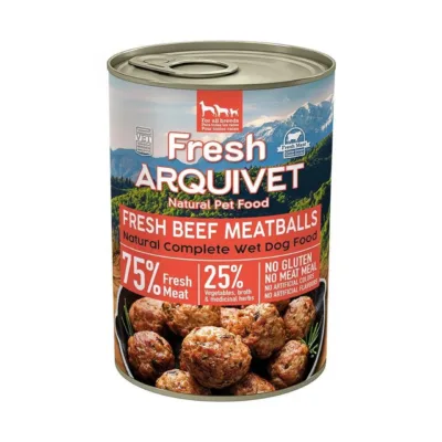 ARQUIVET veiselihapallidega märg koeratoit 400g purgis