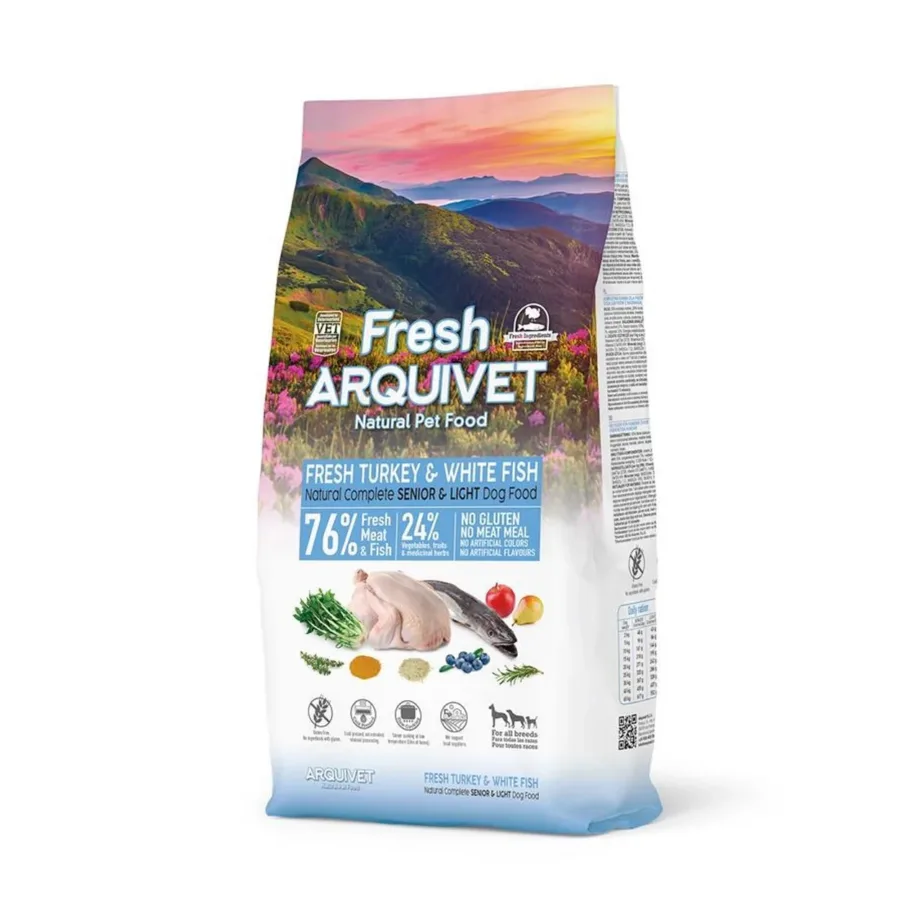 Arquivet Fresh Senior & Light 10 kg kalkuni ja kala poolniiske koeratoit vanematele koertele