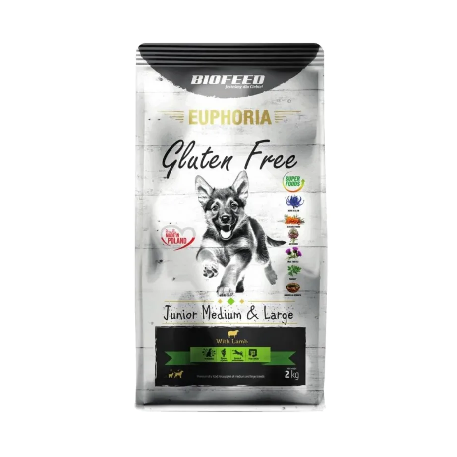 BIOFEED Euphoria 2 kg gluteenivaba lambaliha kuivtoit noortele keskmistele ja suurtele koertele