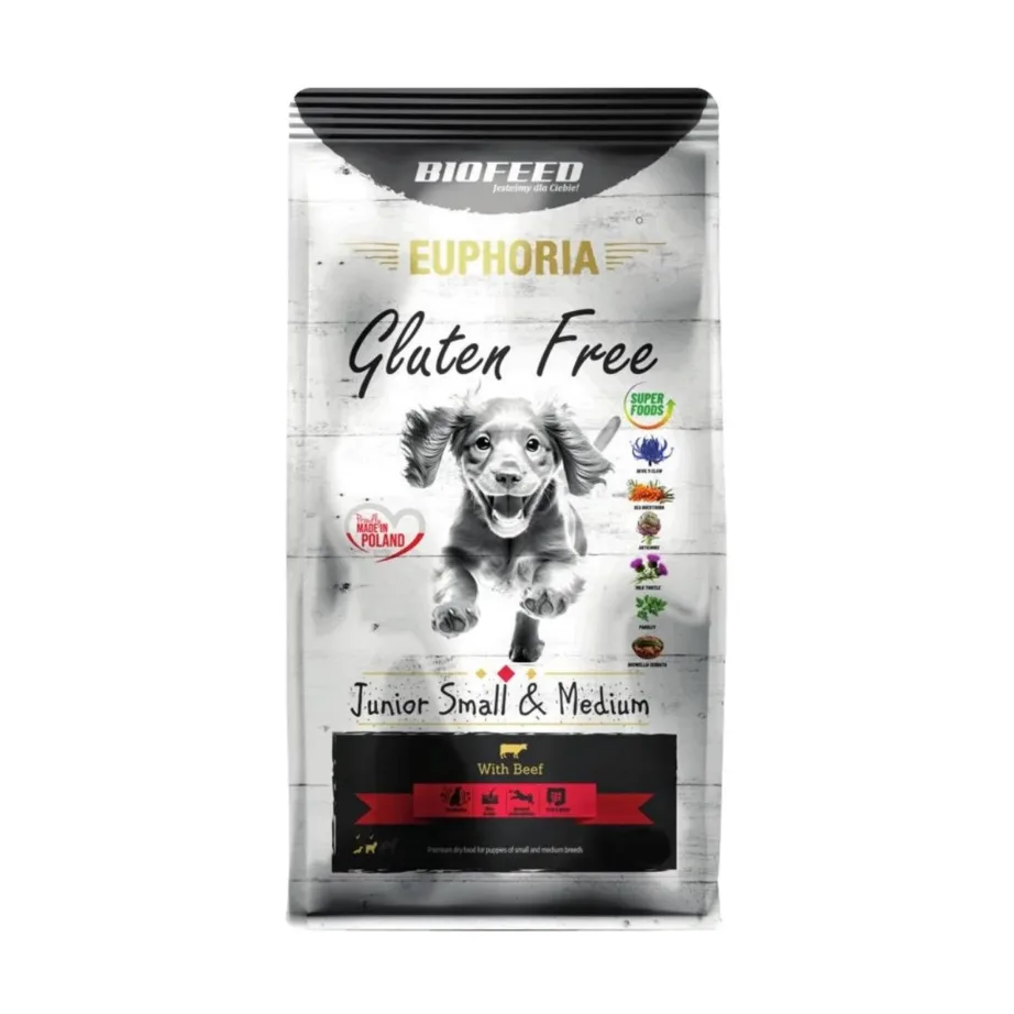 BIOFEED Euphoria 12 kg gluteenivaba veiselihaga kuivtoit väikestele ja keskmise suurusega noortele koertele