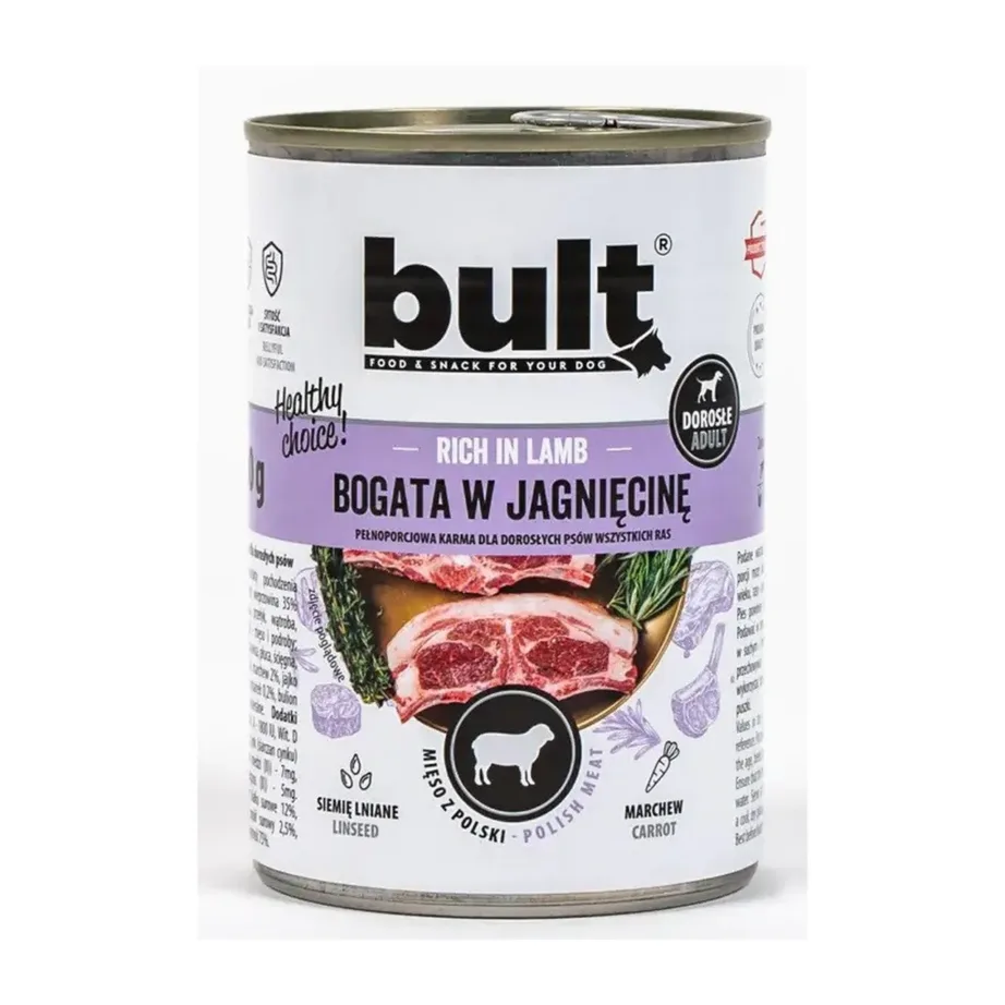 Bult lambaliha märgtoit koertele 800g konservi eesvaade