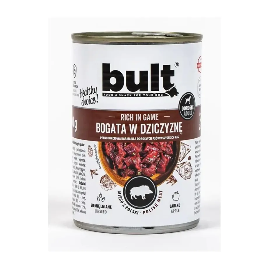 BULT Rich in Game 800 g ulukilihaga gluteenivaba märgtoit täiskasvanud koertele