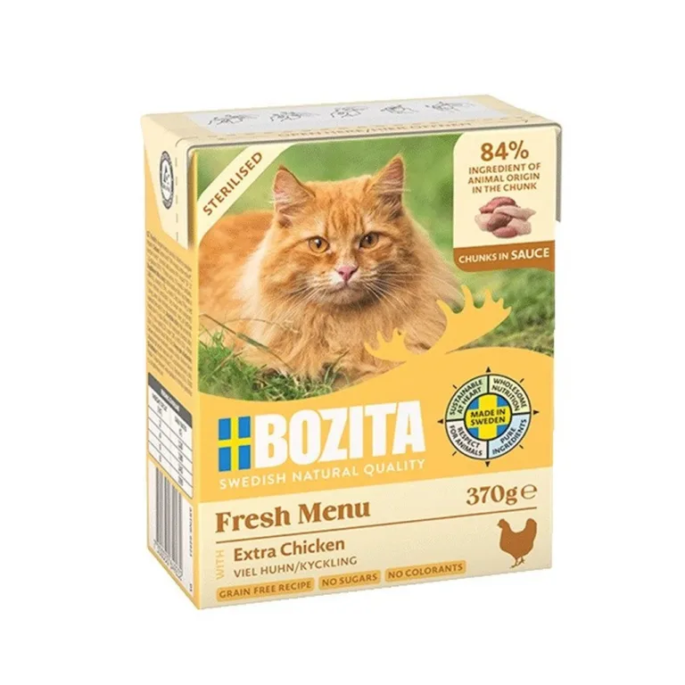 teraviljavaba kanamaitseline märgtoit steriliseeritud kassile Bozita 370g pakend