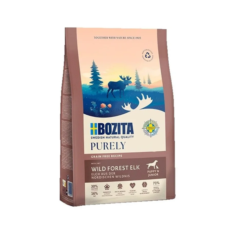 Bozita Purely Junior Elk 2,5 kg gluteenivaba kuivtoit põdraga kutsikatele kõikidele tõugudele