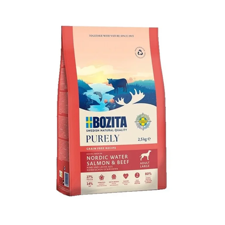 veise ja lõhega kuivtoit suurtele koertele 2,5 kg Bozita